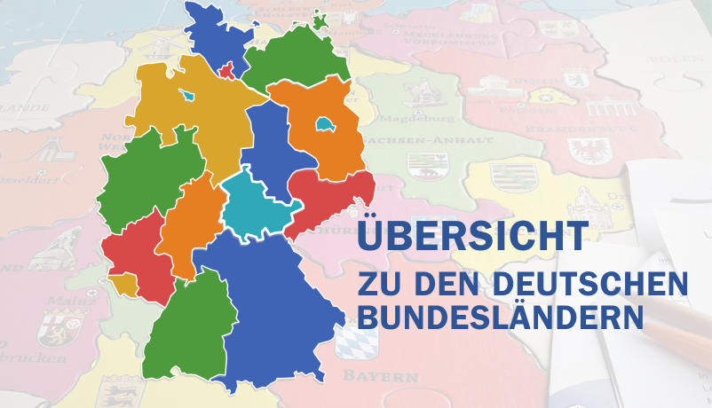  Deutschlandkarte mit farbig hervorgehobenen Bundesländern