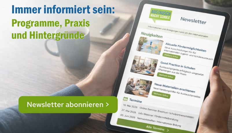 Auf einem Tablet ist der AmS-Newsletter zu sehen