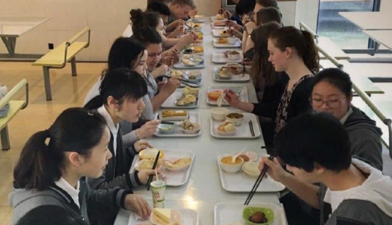 Schüler beim gemeinsamen Projekt im Rahmen der seit 2014 bestehenden Schulpartnerschaft zwischen dem Clara-Schumann Gymnasium (Bonn) und der Hangzhou Entel Foreign Language School.
