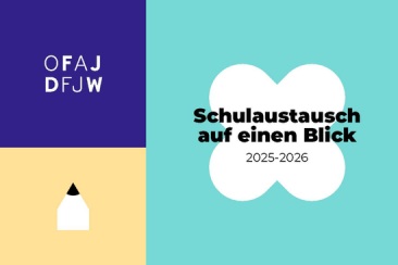 Cover der Broschüre "Schulaustausch auf einen Blick 2025-2026" des DFJW
