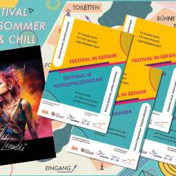 Cover des Escape Games „Festival in Gefahr“ in mehreren Sprachen für internationale Jugendbegegnungen