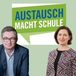 Tobias Bütow, Generalsekretär des DFJW, und Kathrin Freier-Maldoner, Leiterin des Koordinierungszentrums Deutsch-Tschechischer Jugendaustausch Tandem sind das neue Sprecher:innen-Duo der Initiative "Austausch macht Schule" Tobias Bütow, Generalsekretär des DFJW, und Kathrin Freier-Maldoner, Leiterin des Koordinierungszentrums Deutsch-Tschechischer Jugendaustausch Tandem sind das neue Sprecher:innen-Duo der Initiative "Austausch macht Schule"